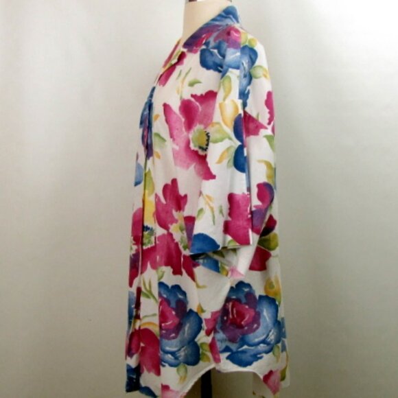 Vintage Women Blouse 22W 42 Large Floral Button Front Short Sleeves Country Boho - Picture 2 of 7